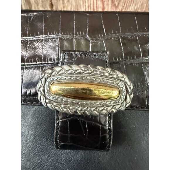 Brighton Leather Handbag Purse Shoulder Bag Brown Black Croc Embossed Crossbody - Picture 4 of 7